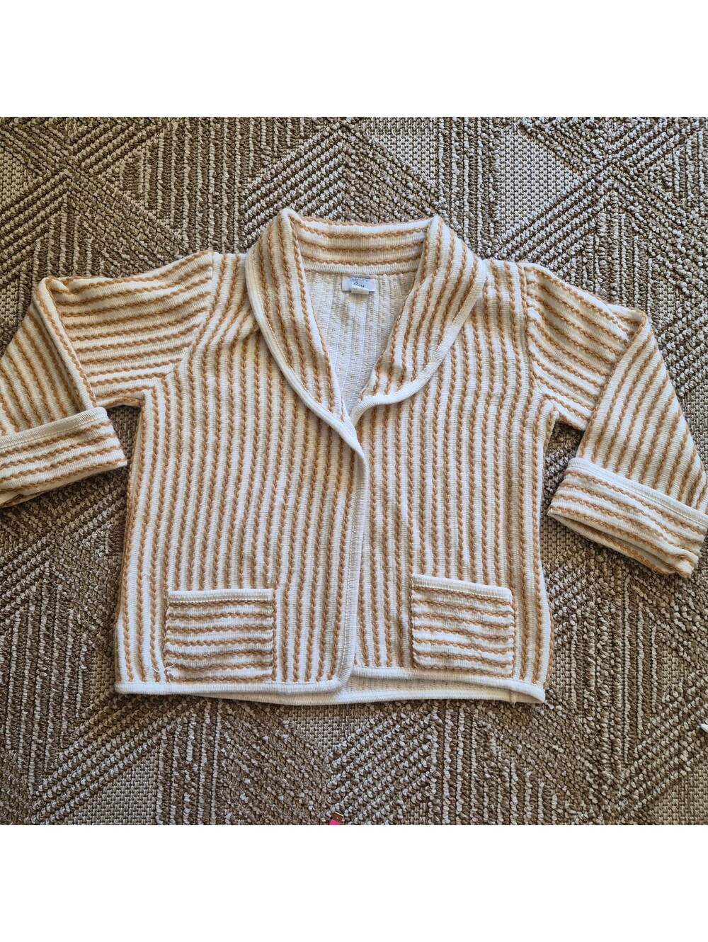 Vintage 70s Sears Chunky Knit Striped Cardigan Sweater XL